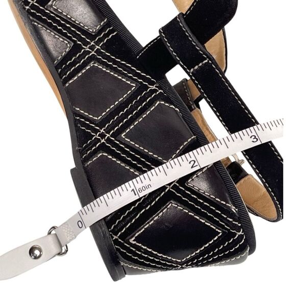 Salvatore Ferragamo Black Geometric Leather Wedge Heel Sandals Women’s Size 8 - Picture 7 of 9